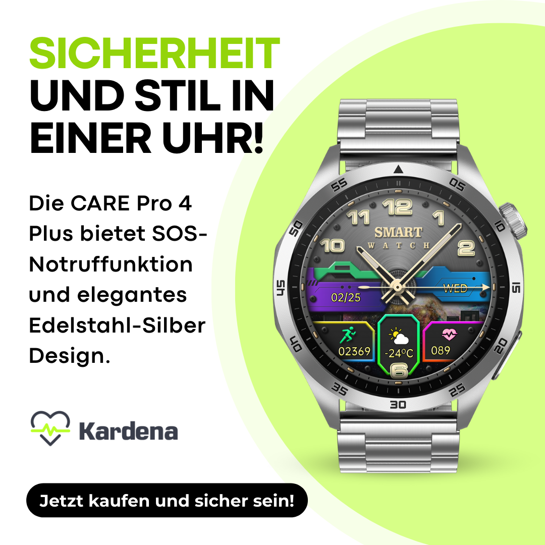Kardena® CARE Pro 4 Plus - Intelligente Vitalmessungen mit Notfallschutz