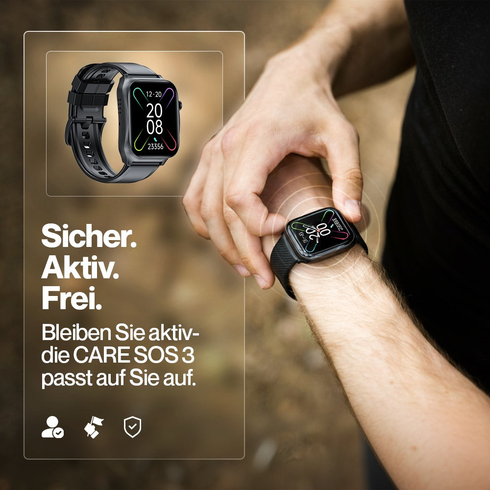 Kardena CARE SOS 3 – SOS-Uhr mit 4G-Notruf, Sturzerkennung & GPS