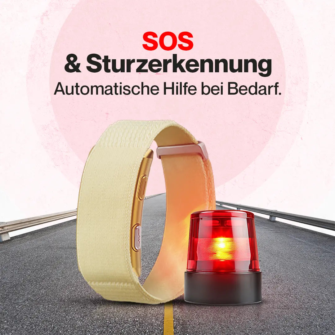 Kardena CARE Vital 2 – Gesundheitsarmband mit SOS-Funktion, Sturzerkennung & sanfter Gesundheitsüberwachung Kardena