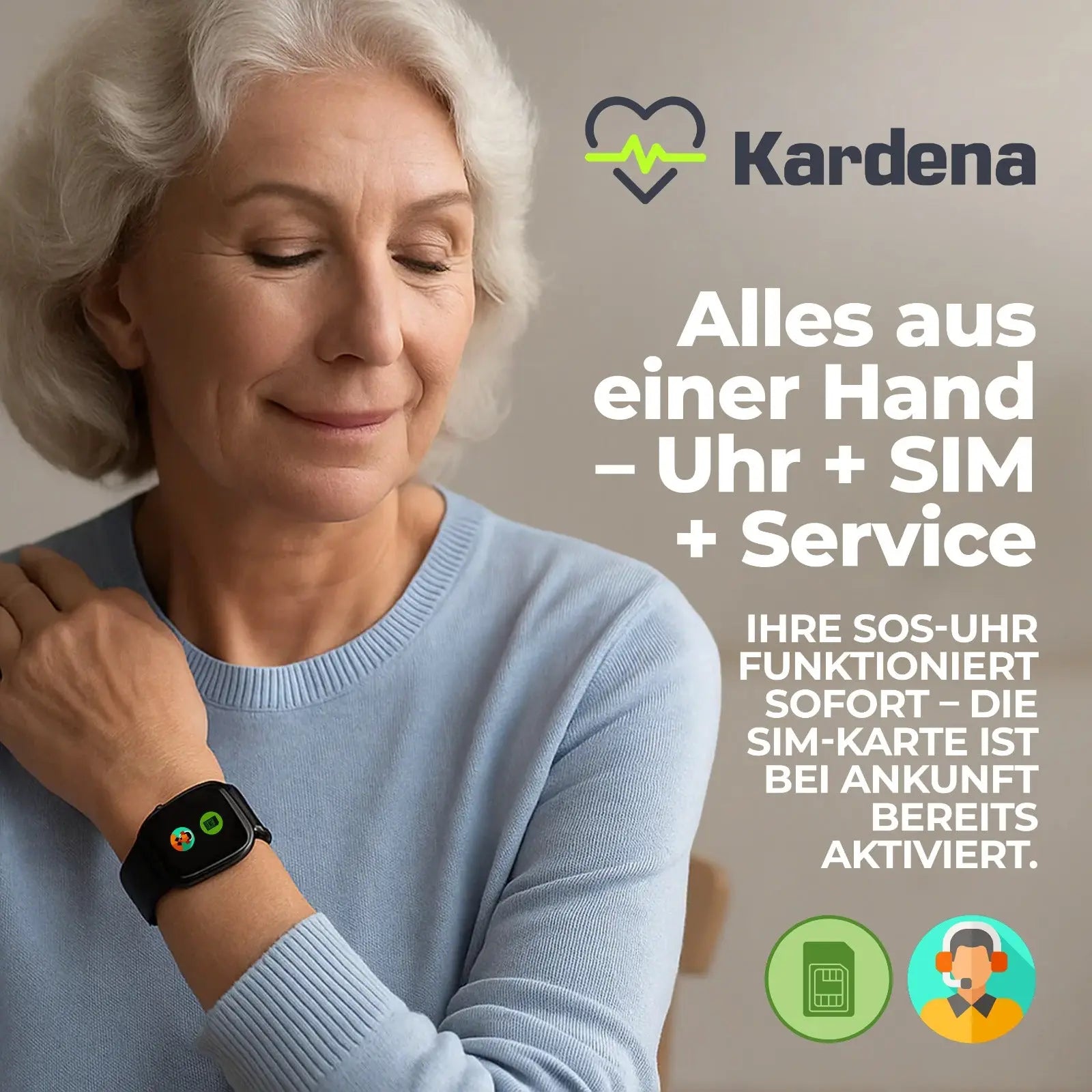Kardena Green Safe – SIM mit 15 GB & Allnet-Flat für SOS-Uhren Kardena