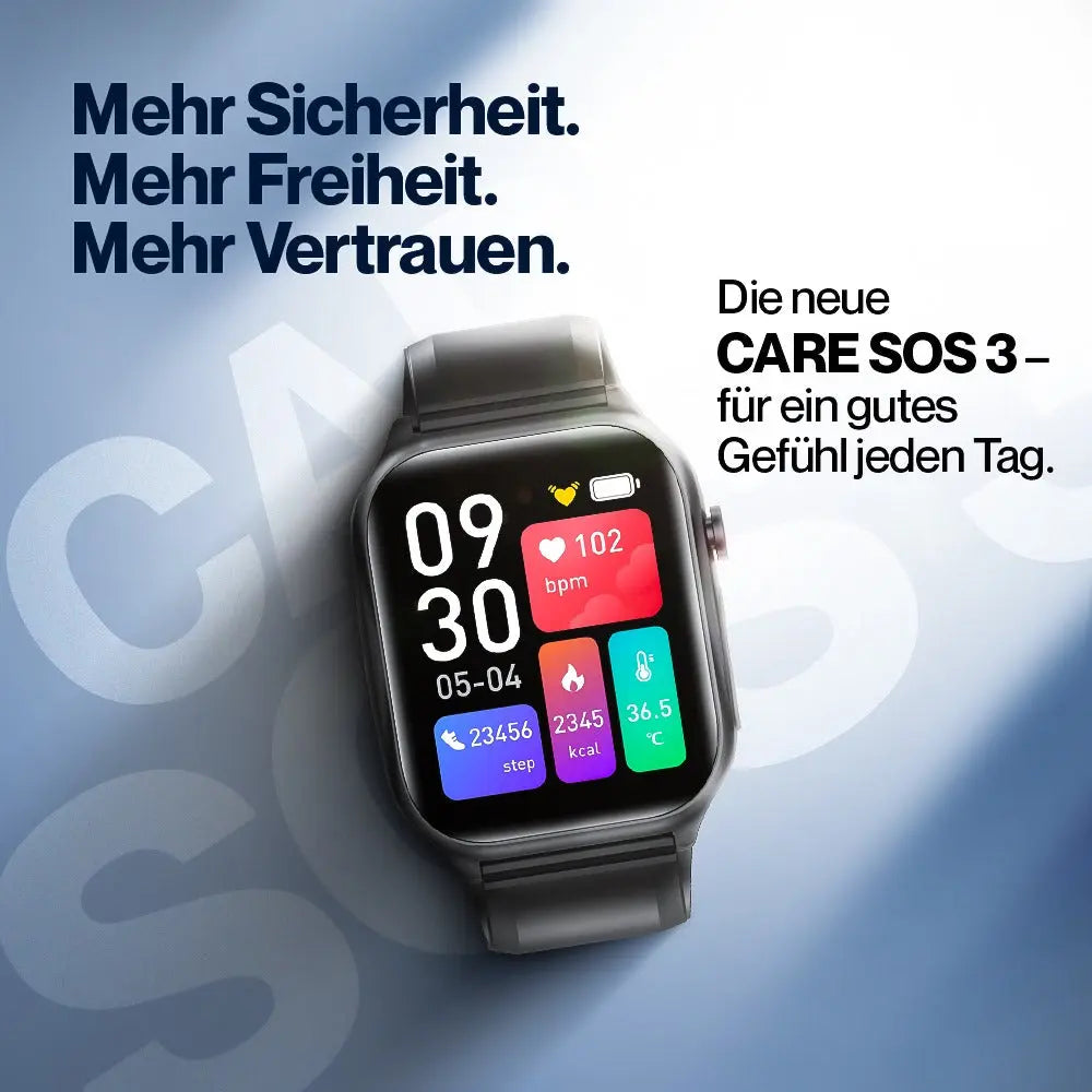 Kardena CARE SOS 3 – SOS-Uhr mit 4G-Notruf, Sturzerkennung & Pflegefunktion (EU) Kardena