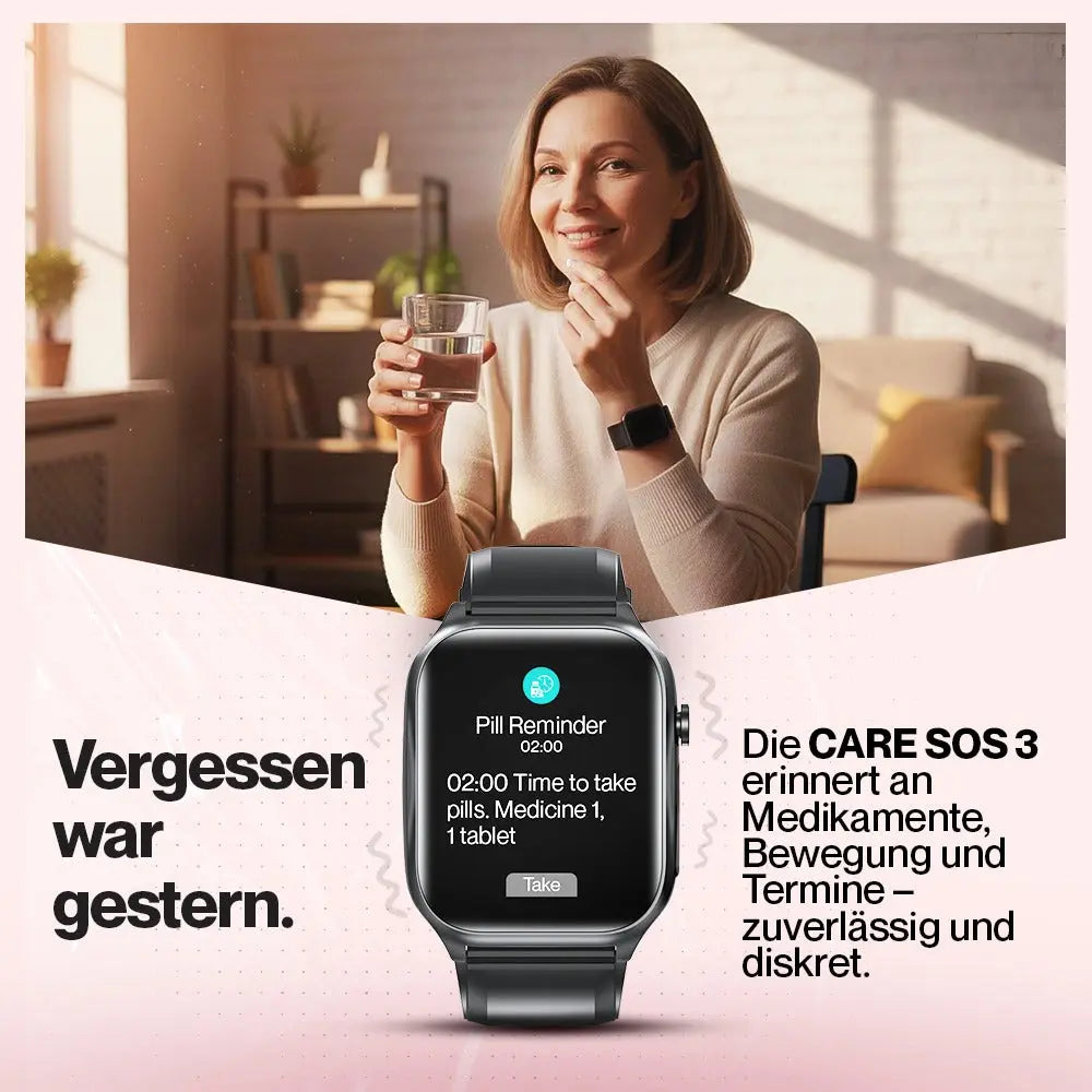 Kardena CARE SOS 3 – SOS-Uhr mit 4G-Notruf, Sturzerkennung & Pflegefunktion (EU) Kardena