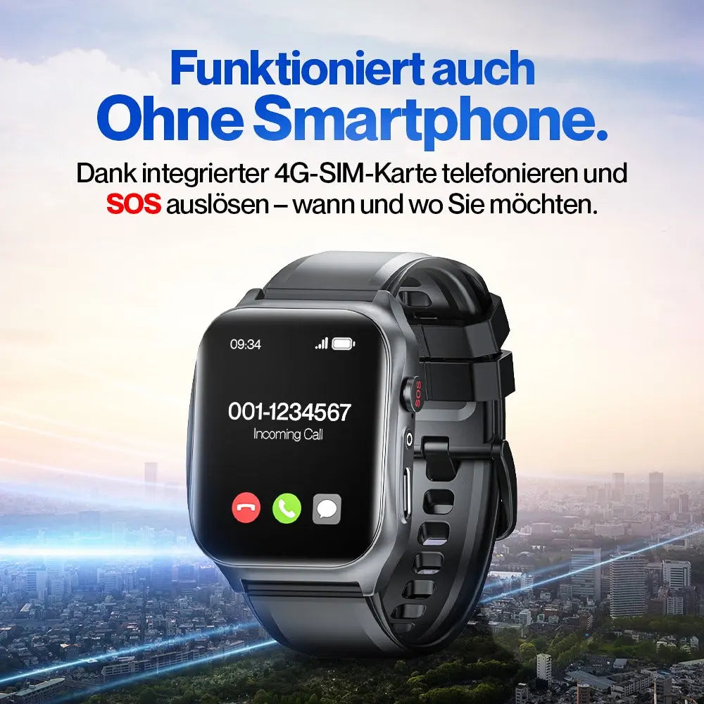 Kardena CARE SOS 3 – SOS-Uhr mit 4G-Notruf, Sturzerkennung & Pflegefunktion (EU) Kardena