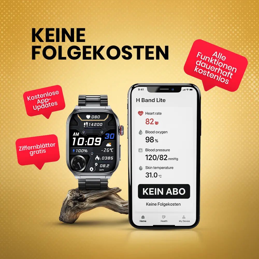 Kardena CARE Pro 5 – Gesundheitsuhr mit EKG, KI-Analyse, Pflegefunktion & Telefonie (2026) Kardena