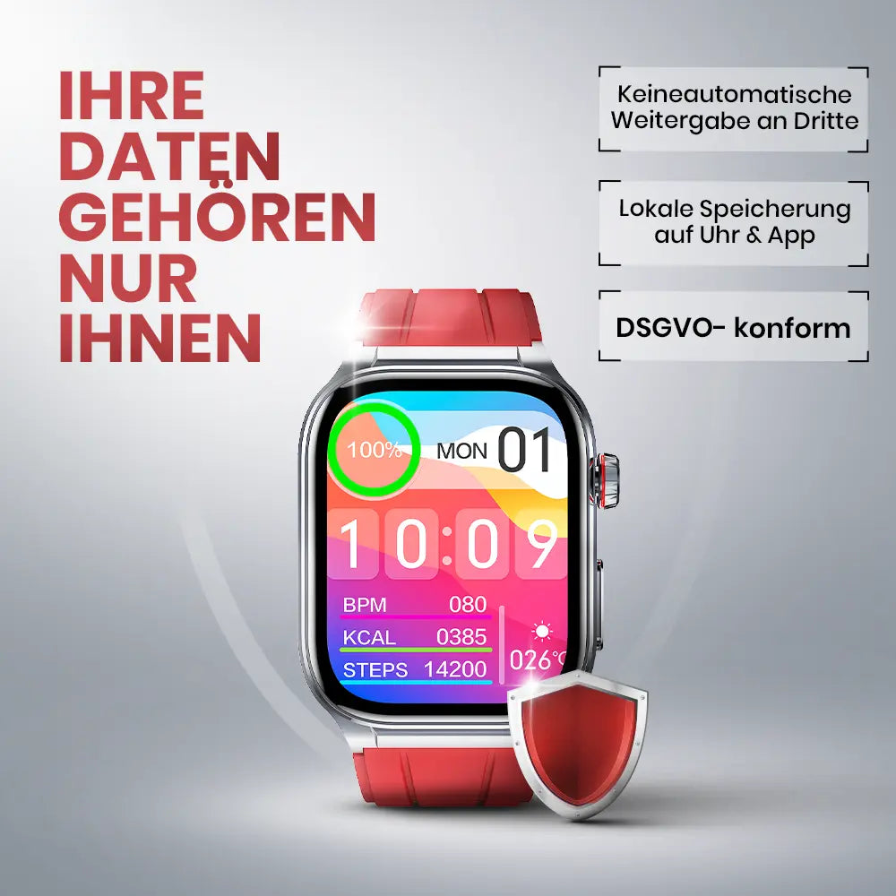 Kardena CARE Pro 5 – Gesundheitsuhr mit EKG, KI-Analyse, Pflegefunktion & Telefonie (2026) Kardena