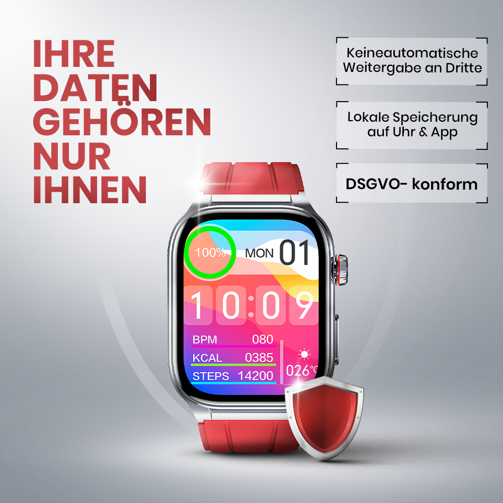 Kardena CARE Pro 5 – Gesundheitsuhr mit EKG, KI-Analyse & Pflegefunktion
